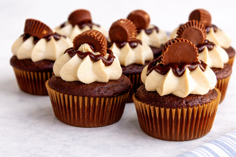 Peanut Butter Cup Chocolate Cupcakes with Peanut Butter Cream Cheese Frosting